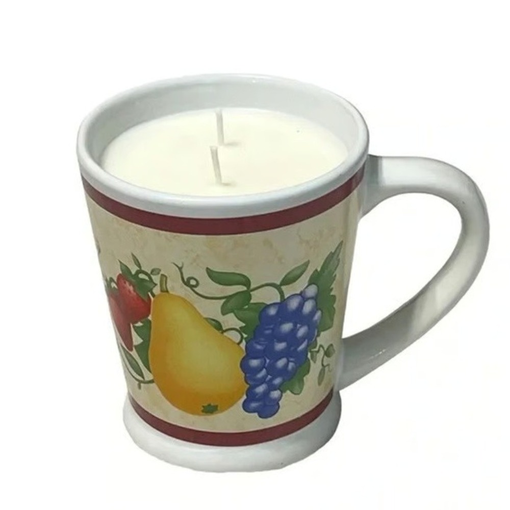 Handmade Pear Scented Coffee Mug Candle 13 oz Vintage Fruit Farmhouse‎ Decor D9